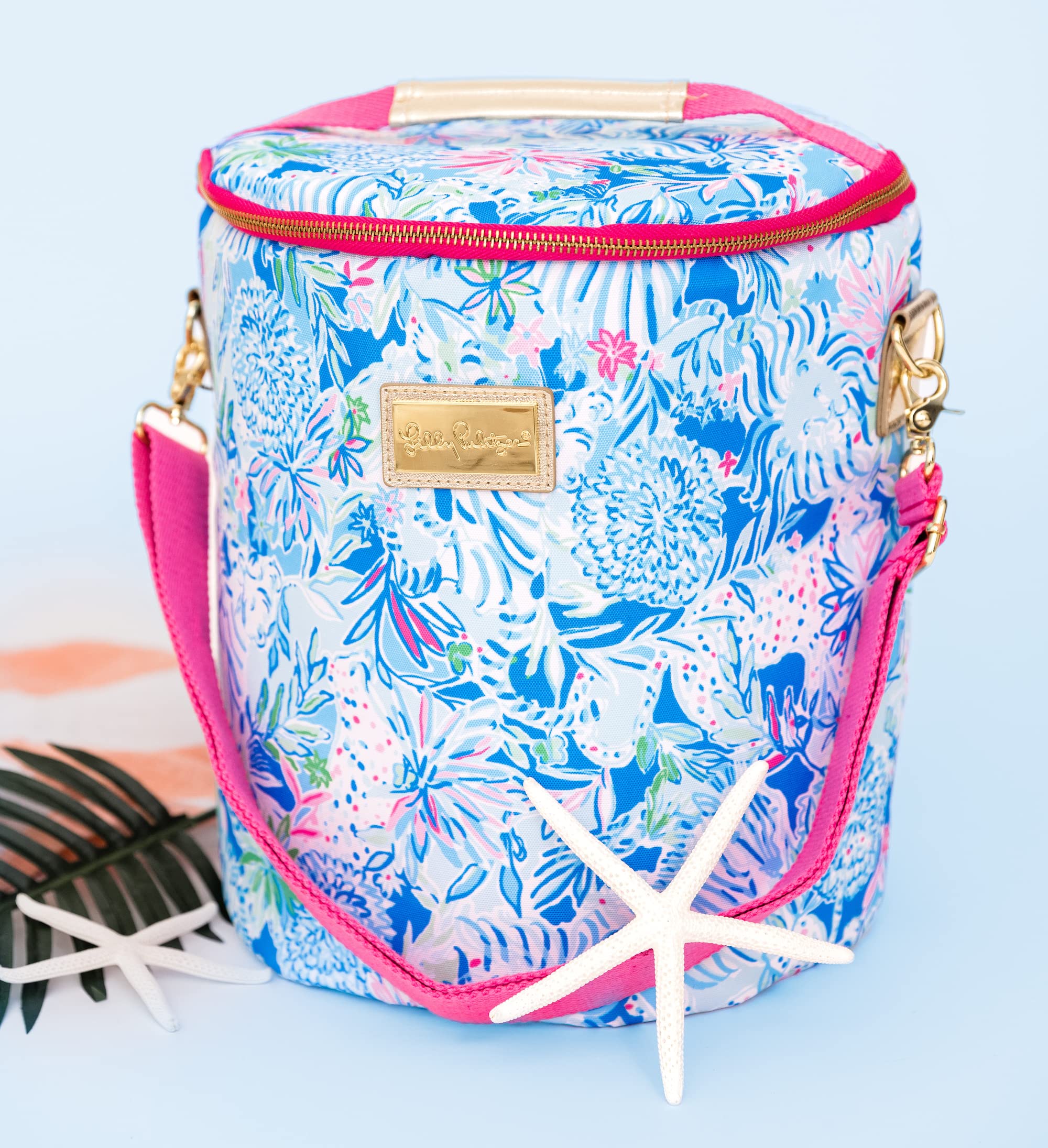 Lilly Pulitzer Insulated Soft Beach Cooler with Adjustable/Removable Strap and Double Zipper Close, Lion Around