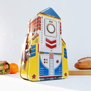 Suck UK Lunch Box Rocket Kids Lunch Box Kids Lunch Bag For School Supplies Metal Snack Box & Retro Sandwich Containers Kids Lunch Container Toy Storage Toddler Lunch Box Red & Yellow