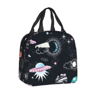 qiuwiov space galaxy constellation lunch bag insulated reusable lunch box thermal tote bag container cooler bag for women men travel/picnic/work/beach, one size