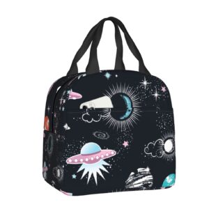 QIUWIOV Space Galaxy Constellation Lunch Bag Insulated Reusable Lunch Box Thermal Tote Bag Container Cooler Bag for Women Men Travel/Picnic/Work/Beach, One Size