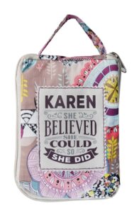 fab girl tote bags karen believed silver purple floral 16 x 14 polyester fabric handbag tote bags, 16x14 (221000235)