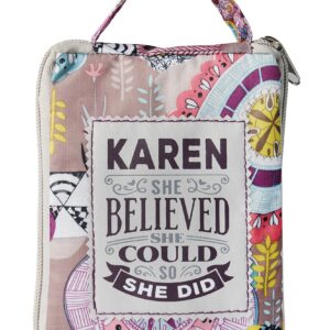 Fab Girl Tote Bags Karen Believed Silver Purple Floral 16 x 14 Polyester Fabric Handbag Tote Bags, 16x14 (221000235)