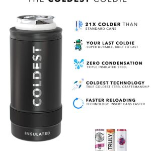 THE COLDEST Skinny Can Cooler - Vacuum Insulated Stainless Steel Slim Can Koozie - Sleeve for All 12oz Cans - Slim Can Holder for Beer, Soda, Hard Seltzer, Energy Drinks & more (Astro Purple)