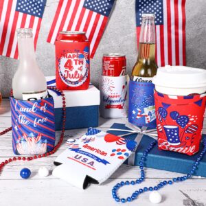 36 Pieces Independence Day Can Cooler Sleeve 4th of July Thermocoolers Collapsible Neoprene Bottle Insulators American Flag Can Cooler Sleeve Patriotic Drink Cooler for 12oz Drink Party Supplies