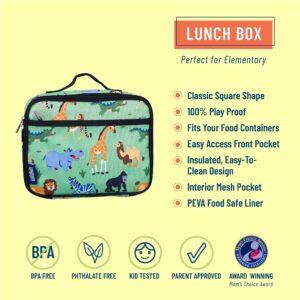 Wildkin 12 Inch Backpack Bundle with Insulated Lunch Box Bag (Wild Animals)