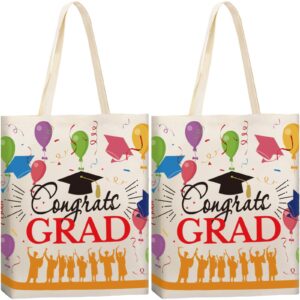 2 pieces graduation party favor bags canvas tote bags large graduation canvas shoulder bags reusable grocery shopping bags for graduation party supplies (balloon)