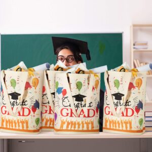 2 Pieces Graduation Party Favor Bags Canvas Tote Bags Large Graduation Canvas Shoulder Bags Reusable Grocery Shopping Bags for Graduation Party Supplies (Balloon)