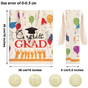 2 Pieces Graduation Party Favor Bags Canvas Tote Bags Large Graduation Canvas Shoulder Bags Reusable Grocery Shopping Bags for Graduation Party Supplies (Balloon)