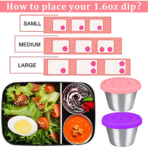 12Pcs Salad Dressing Container To Go 2.5oz Stainless Steel Condiment Containers with Lids Reusable Small Dipping Sauce Cups Set Fits in Bento Box Lunch Box Picnic Travel Easy Open, Leakproof