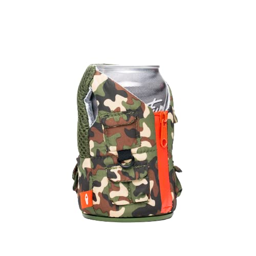 Puffin - The Adventurer - Beverage Vest, Insulated Can Cooler (Woodsy Camo)