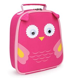 yodo kids insulated lunch tote bag with name tag, owl