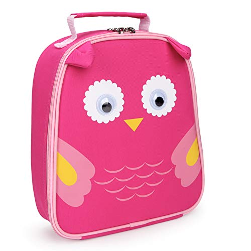 yodo Kids Insulated Lunch Tote Bag with Name Tag, Owl