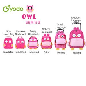 yodo Kids Insulated Lunch Tote Bag with Name Tag, Owl