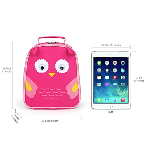 yodo Kids Insulated Lunch Tote Bag with Name Tag, Owl