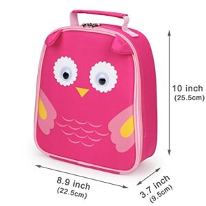 yodo Kids Insulated Lunch Tote Bag with Name Tag, Owl