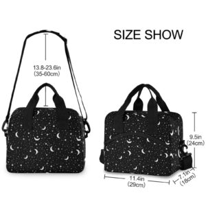 ZZAEO Black Space Star Moon Lunch Bag, Insulated Tote Bag Cooler Lunch Box Bag for Women Men Work Picnic