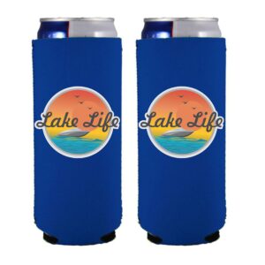 lake life slim can coolie (2 pack, royal blue)