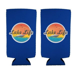 Lake Life Slim Can Coolie (2 Pack, Royal Blue)