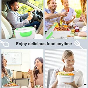 AUTOPkio Electric Lunch Box for Car and Home, 12V 24V 110V Lunchbox Food Heater with 1.5L Removable Stainless Steel Container for Work Office Truck Driver (Green)