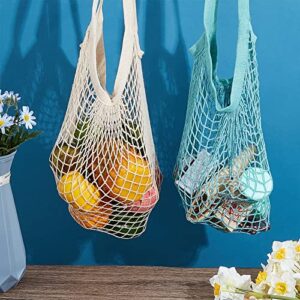 Reusable Produce Bags Cotton Mesh Grocery Bags Washable Net Bag Portable Mesh Produce Bag String Shopping Organizer Bag for Storage Fruit Vegetable Market (8 Pcs)