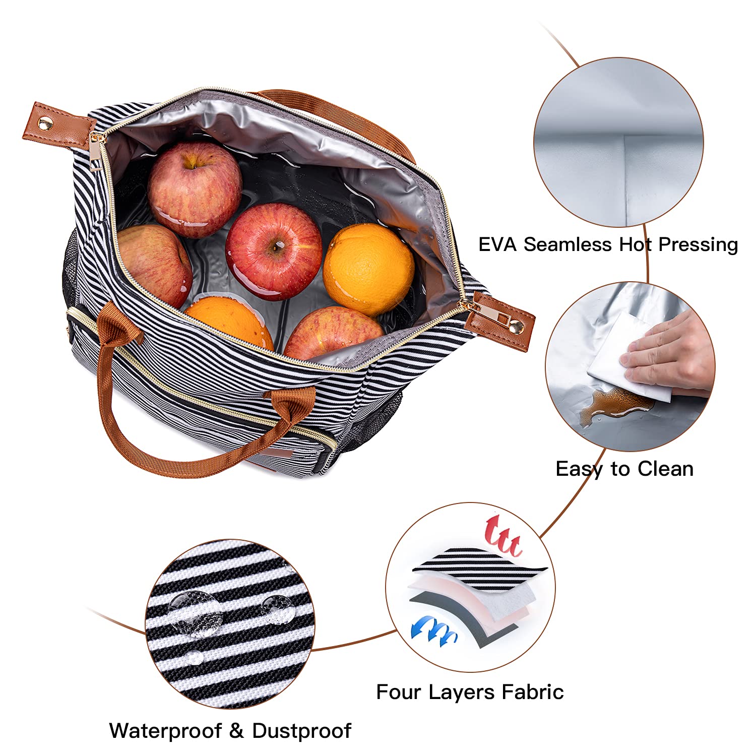 TuErCao Insulated Lunch Bags for Women Men - Freezable Leakproof Adult Lunch Box for Work Office School - Reusable Lunch Tote Bag Portable Soft Side Cooler Bag for Travel Beach Picnic Camping