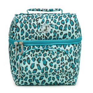 j world corey kids lunch bag. insulated lunch-box for girls, women, mint leopard