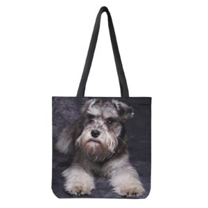 hellhero women's tote handbags schnauzer dogs canvas shoulder bag kitchen reusable grocery bags foldable shopping bags beach weekend trips workout travel work library dating daily bag