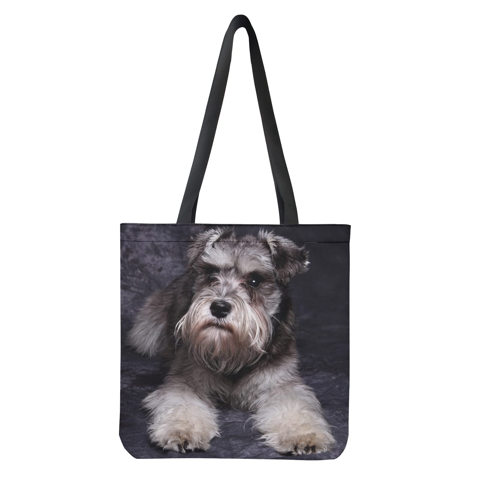 HELLHERO Women's Tote Handbags Schnauzer Dogs Canvas Shoulder Bag Kitchen Reusable Grocery Bags Foldable Shopping Bags Beach Weekend Trips Workout Travel Work Library Dating Daily Bag