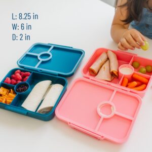 Wildkin Kids Bento Box for Boys and Girls, Features 4 Compartments, Leak Proof with Close Clasp Design, Perfect for School & Travel Bento for Kids (Trains, Planes, and Trucks)