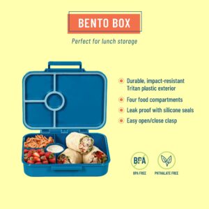 Wildkin Kids Bento Box for Boys and Girls, Features 4 Compartments, Leak Proof with Close Clasp Design, Perfect for School & Travel Bento for Kids (Trains, Planes, and Trucks)