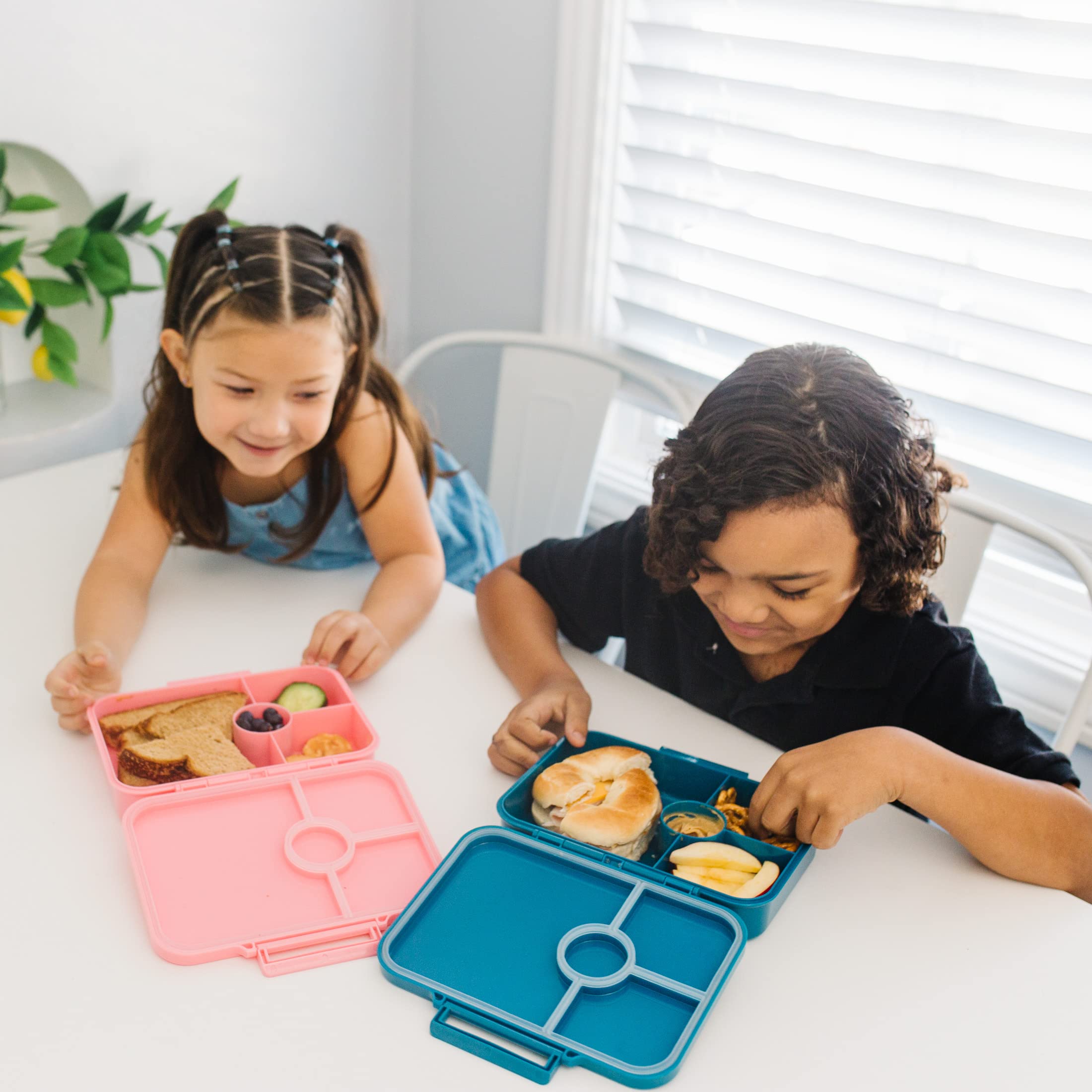 Wildkin Kids Bento Box for Boys and Girls, Features 4 Compartments, Leak Proof with Close Clasp Design, Perfect for School & Travel Bento for Kids (Trains, Planes, and Trucks)