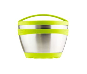 kid basix safe bowl, reusable stainless steel lunchbox container for adults, thermos for hot & cold food storage, dishwasher safe, 16oz lime (color may vary)