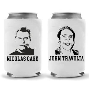 cool coast products | face off nicolas cage john travolta parody joke coolie | funny father's day gift | funny novelty hugger coolie huggie | beer under $10 gifts | quality neoprene can cooler