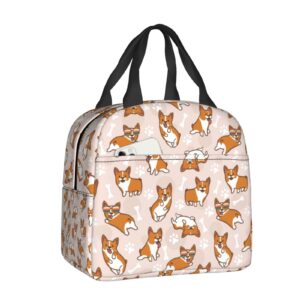 dkoalhia corgi insulated lunch bags with pocket reusable cooler lunch bag dog lunch box