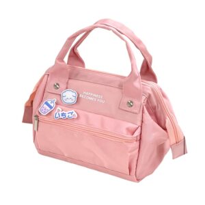 aonuowe kawaii lunch bag with kawaii pins cute aesthetic lunch bag for women girls large insulted tote bag kawaii school supplies (pink,small)