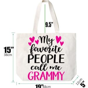 COCOVICI Grammy Tote Bag | My Favorite People Call me Grammy | Grandma Gifts | Grammy Gifts | Grammy Christmas Gift | Christmas Gift from Grandkids (My Favorite People Call me Grammy Pink/Black Font)