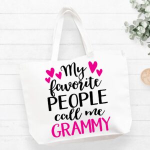 COCOVICI Grammy Tote Bag | My Favorite People Call me Grammy | Grandma Gifts | Grammy Gifts | Grammy Christmas Gift | Christmas Gift from Grandkids (My Favorite People Call me Grammy Pink/Black Font)