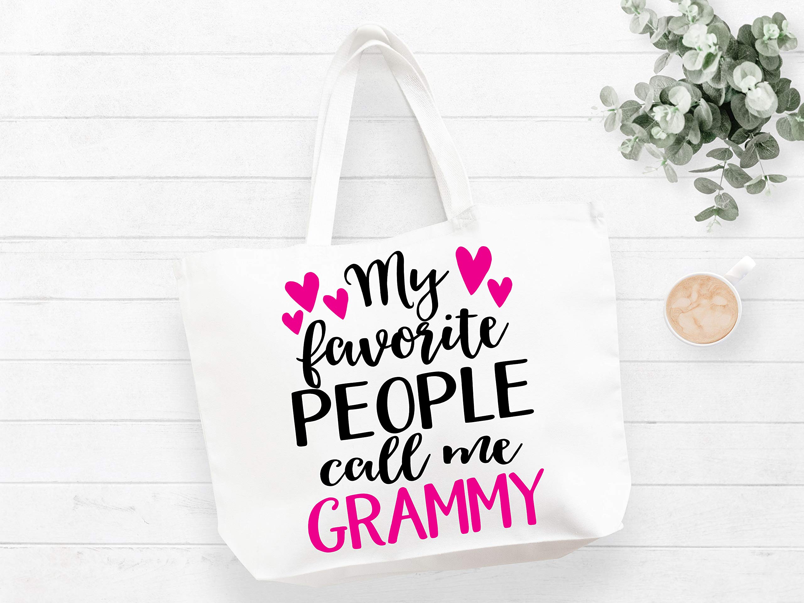 COCOVICI Grammy Tote Bag | My Favorite People Call me Grammy | Grandma Gifts | Grammy Gifts | Grammy Christmas Gift | Christmas Gift from Grandkids (My Favorite People Call me Grammy Pink/Black Font)