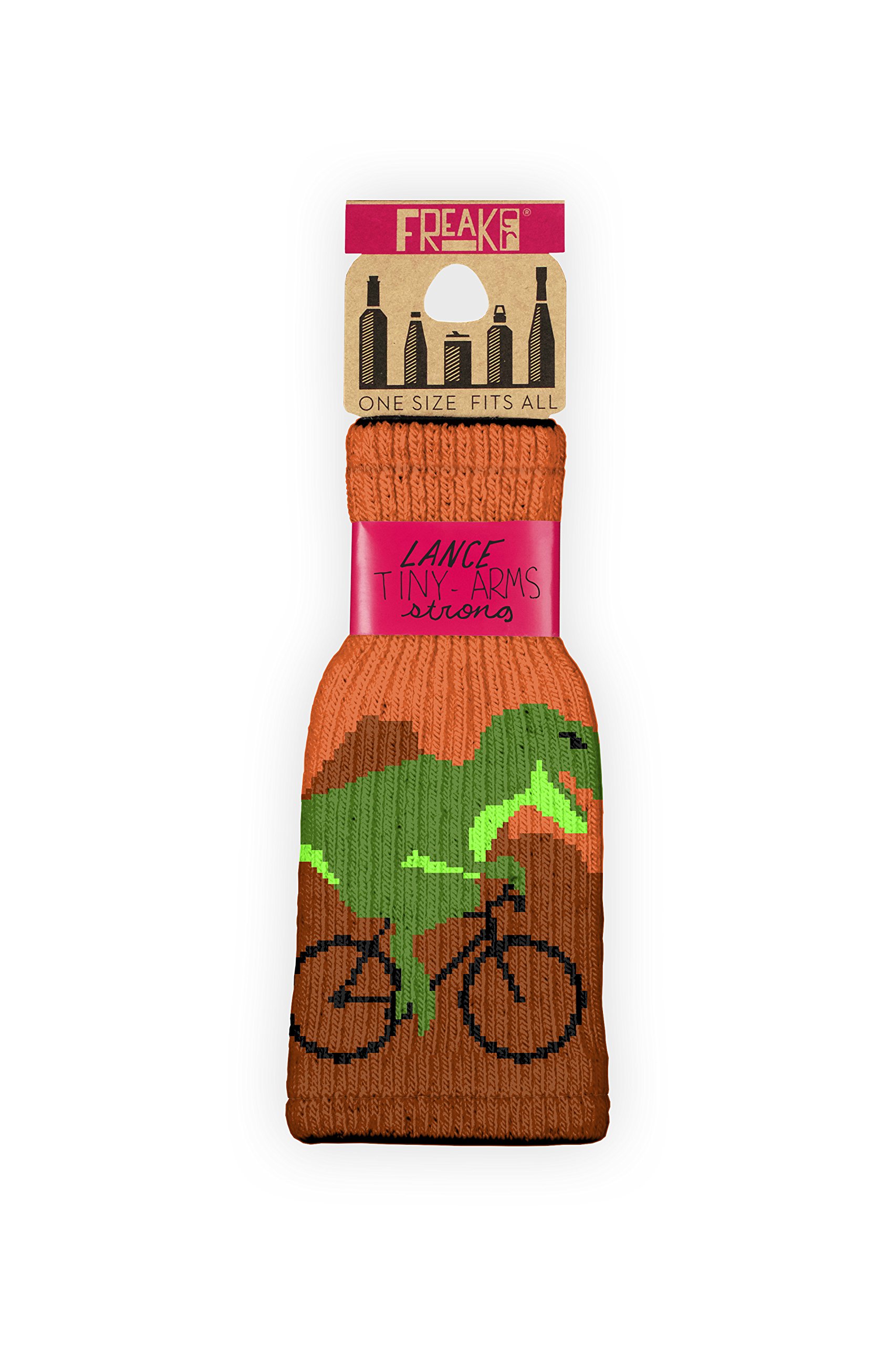 FREAKER Fits Every Bottle Can Beverage Insulator, Stops Bottle Sweat, Lance Tiny Arms Strong Cycling Tyrannosaurus Rex Bike Bicycle