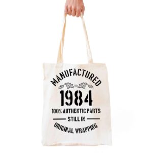 forbidden paper 1984 birthday gifts for women men funny 40th birthday gift vintage 1984 natural cotton reusable tote bag classic 1984 shoulder bag(white)