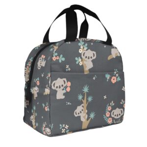 Zoczos Cute Koala Lunch Box Adorable Koalas Birds Climbing Trees Branches Floral Adult Lunch Box for Women Mens