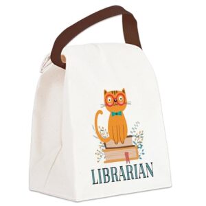 cafepress librarian or library volunteere canvas lunch bag with strap handle