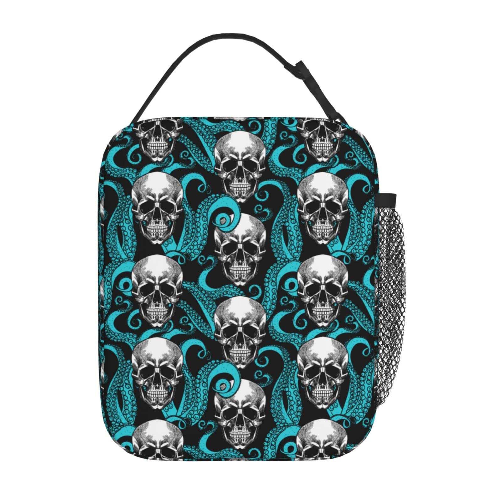 Gianlaima Octopus Sugar Funny Skull Halloween Insulated Lunch Box For Women Man, Portable Lunch Bag Reusable Cooler Tote For Office Work Travel Picnic Camping Beach