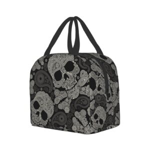 scixiti sugar skull paisley lunch box container insulated lunch bags for women men reusable tote bag for office outdoor picnic beach