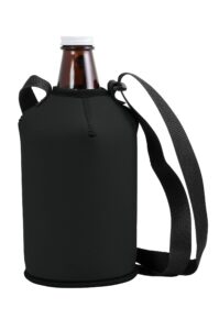 growler cover coolie with strap built for 64 oz. (black)