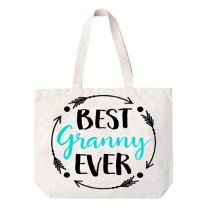 cocovici granny tote bag | grandma gifts | granny gifts | granny christmas gift | christmas gift from grandkids (best granny ever turquoise/black font)
