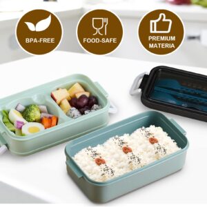 PUOENFGR Bento Lunch Box,Japanese-Style Large Capacity Double Layer stacking,Microwave Can Be Used,Comes with Three-Piece Cutlery Set,Adults Love It,Great for Camping,Work (Pink)