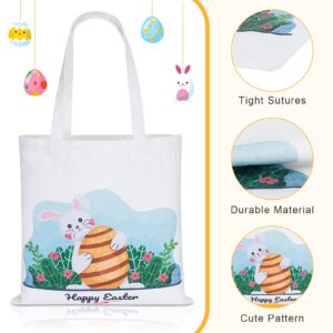 AKEROCK Easter Bags, 3 PCS Easter Bags with Handles, Large Reusable Tote Bags for Kids Egg Hunt - Easter Canvas Bags