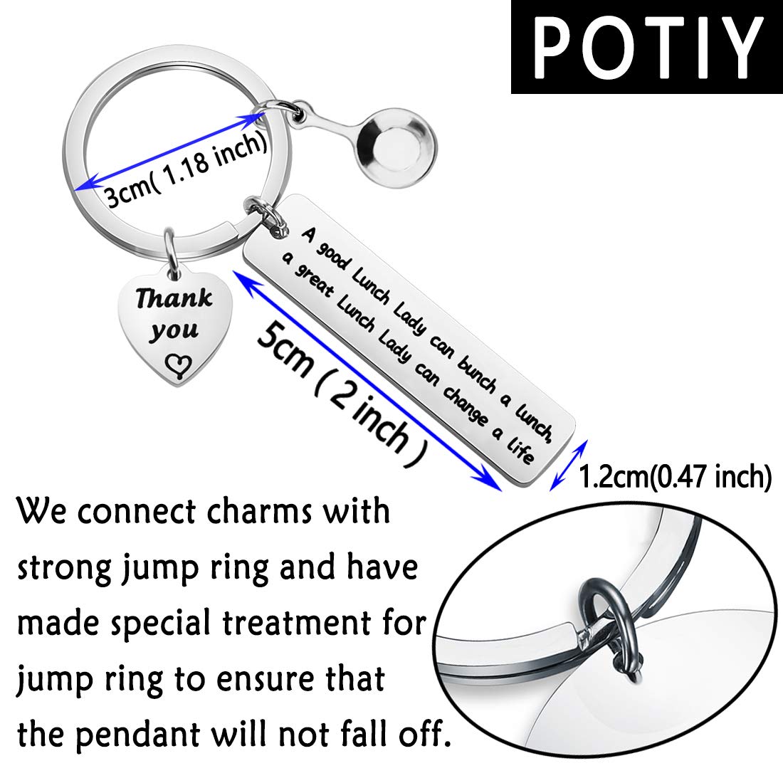 POTIY Thank You Gift for Lunch Lady School Lunch Server Gift A Good Lunch Lady Can Bunch a Lunch A Great Lunch Lady Can Change a Life Bracelet for Cafeteria Worker (Lunch Lady Keychain)