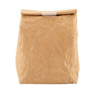 topincn lunch bag waterproof insulated lunch box storage kraft paper for women men outdoor picnic(brown)